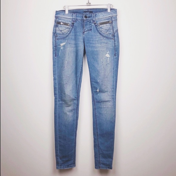 BEBE RHINESTONE SKINNY JEANS SZ 26 - Picture 2 of 8